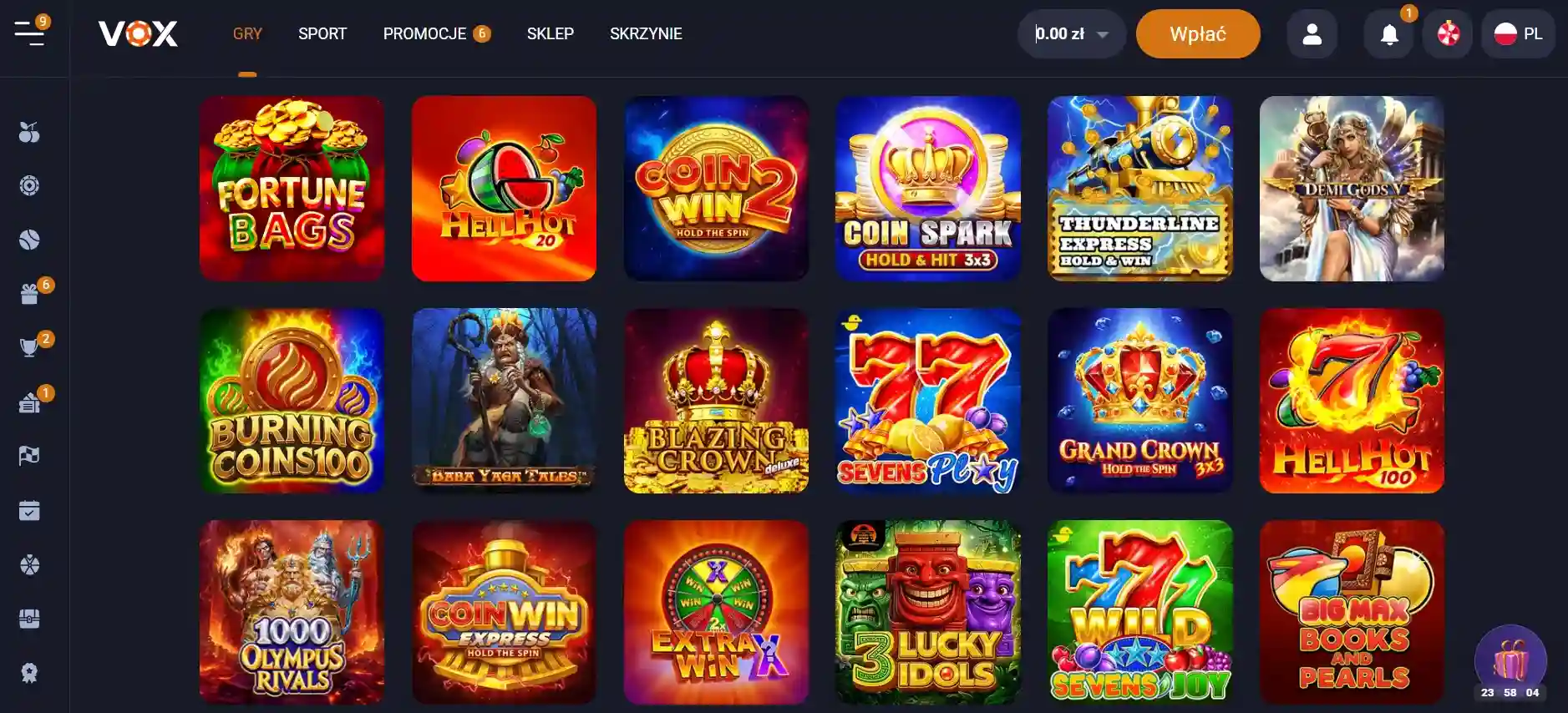 Vox Casino strona główna kasyna